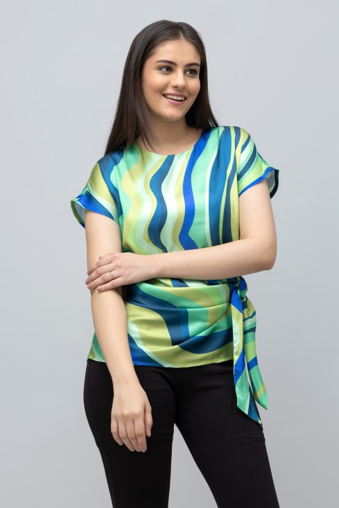 Abstract Stripe Print Top