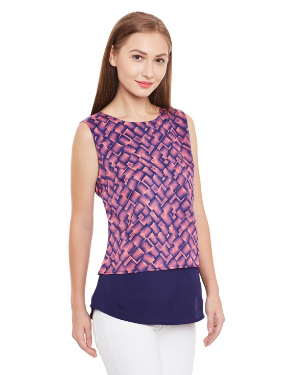 PURYS Pink & Navy layered Top