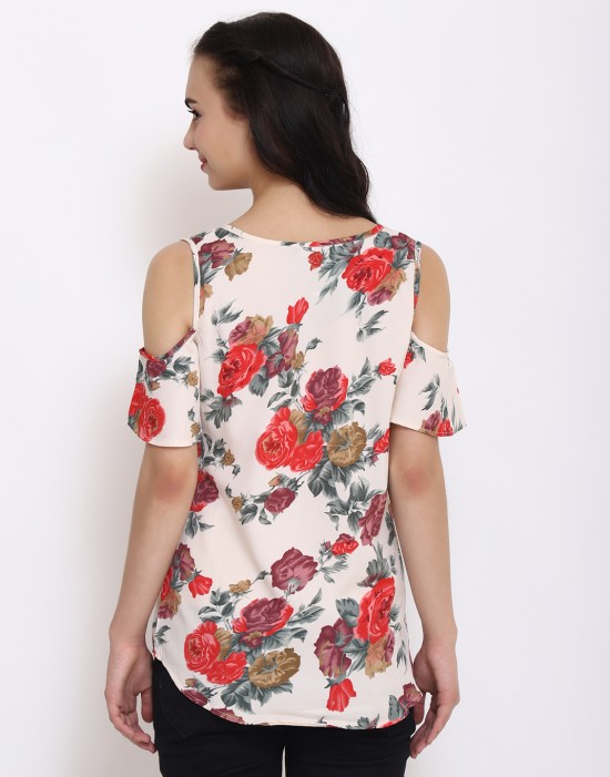 Floral Printed Cold Shoulder Top