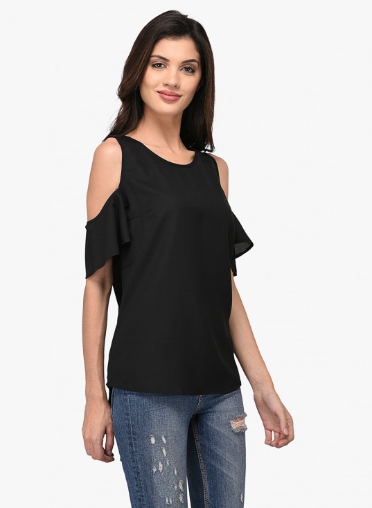 Solid Cold Shoulder Top