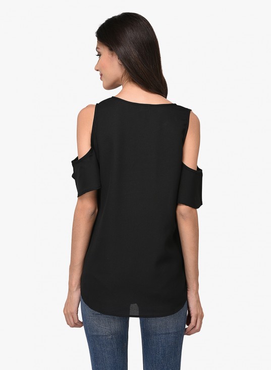 Solid Cold Shoulder Top