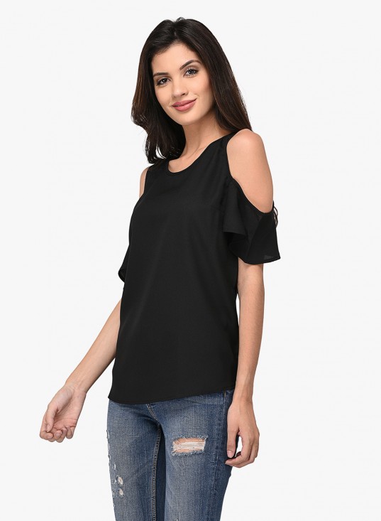 Solid Cold Shoulder Top