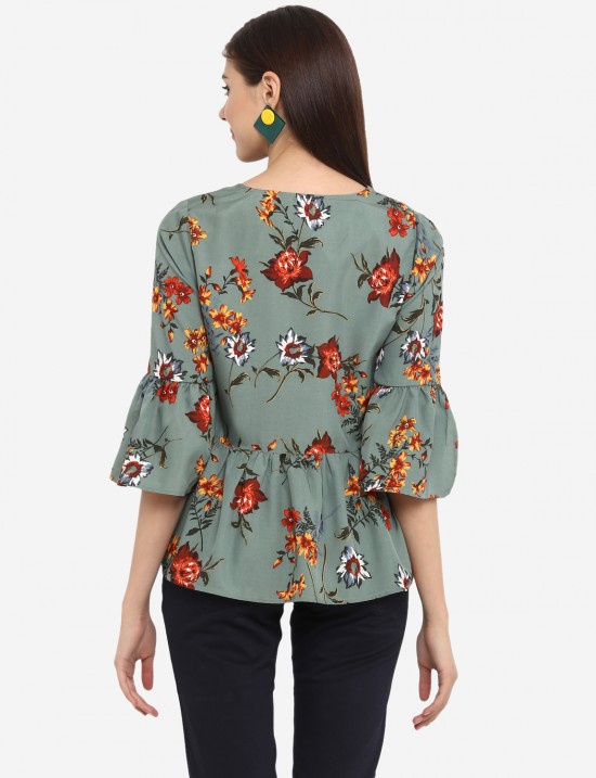 Floral Printed Bell Sleeves Top