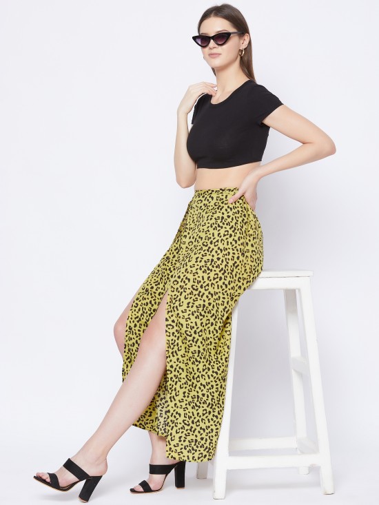 Animal printed slit pants