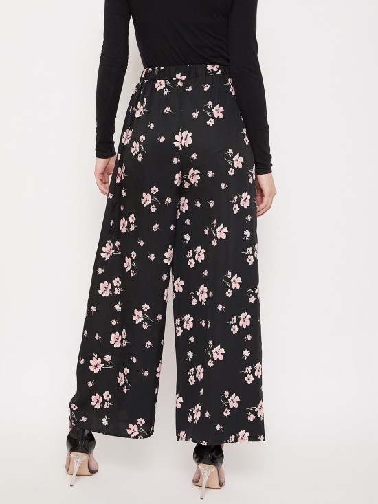 Floral printed slit pants