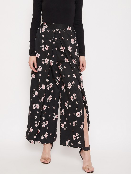 Floral printed slit pants