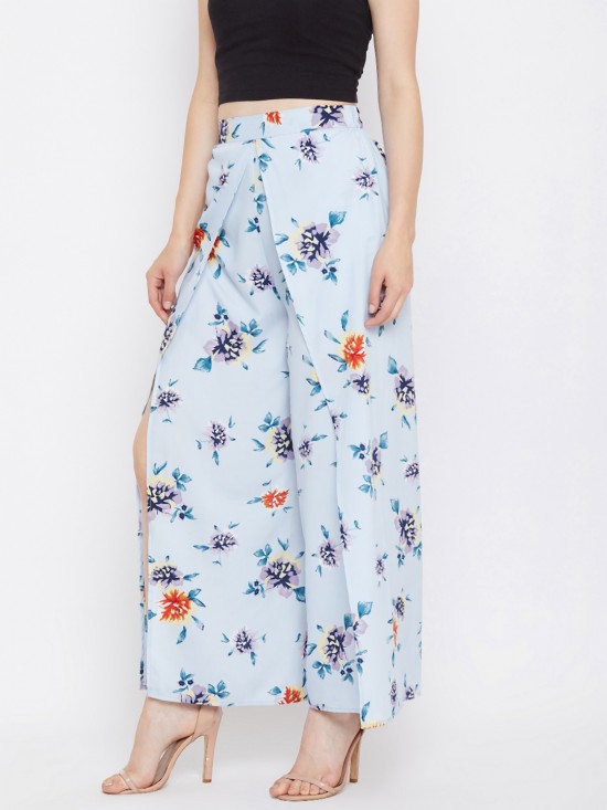 Floral printed slit pants