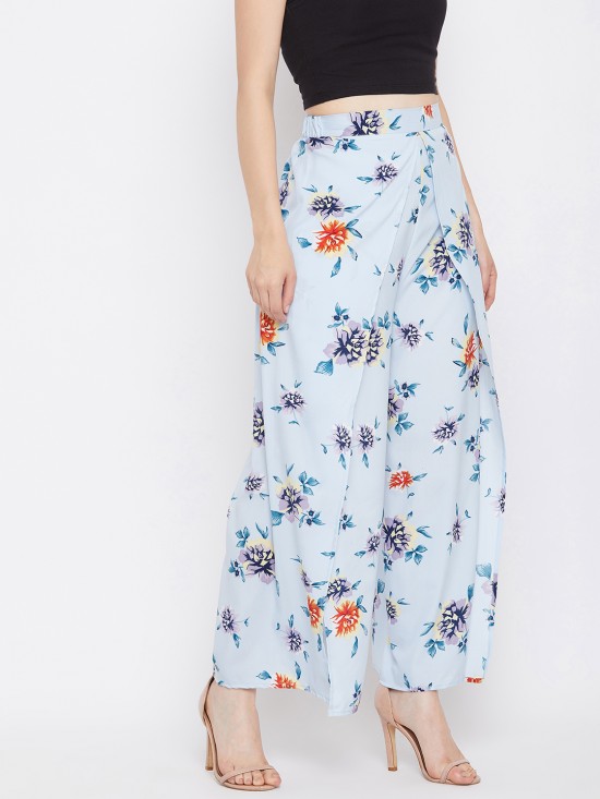 Floral printed slit pants