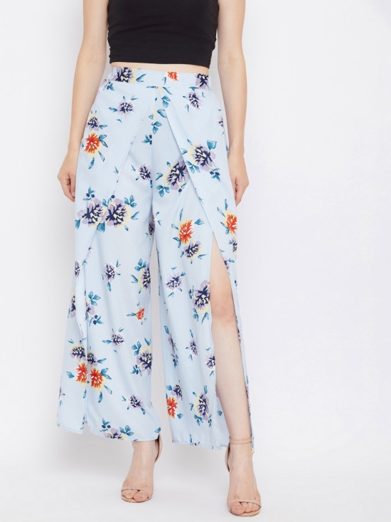 Floral printed slit pants