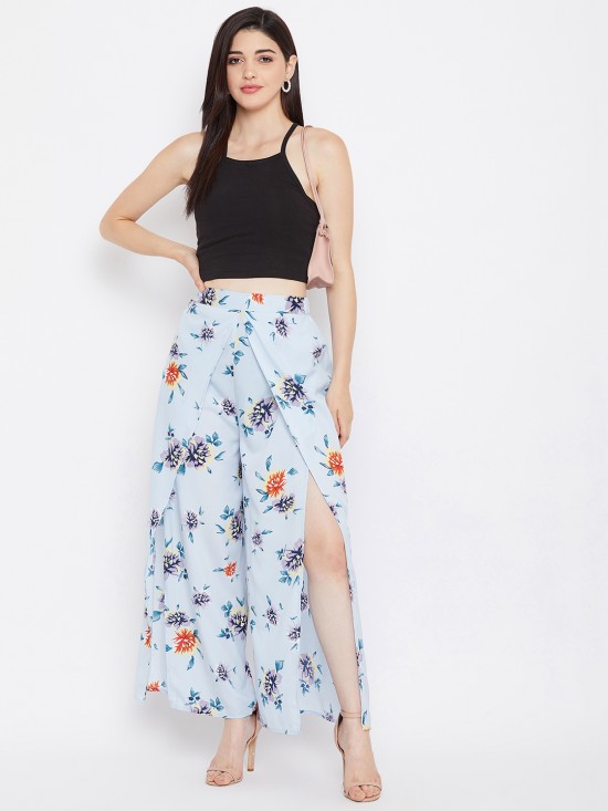 Floral printed slit pants