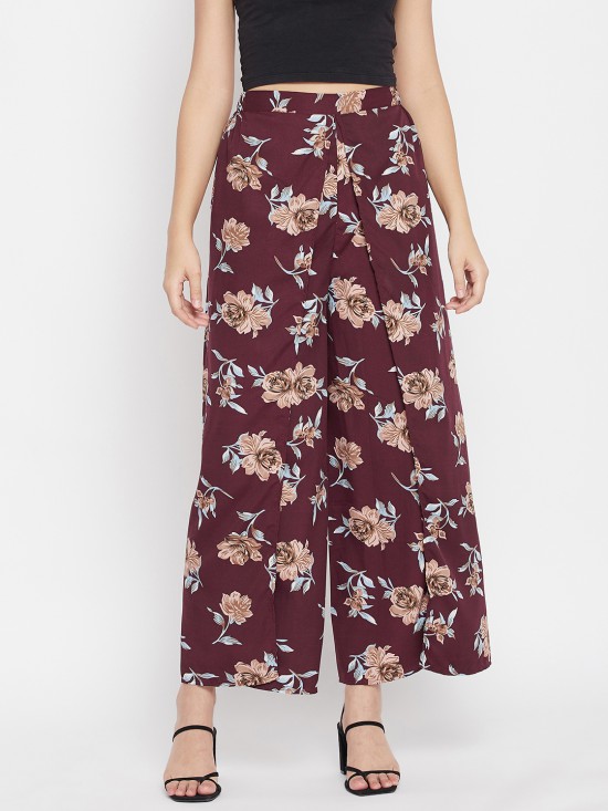 Floral printed slit pants