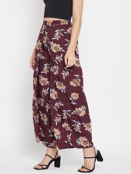 Floral printed slit pants