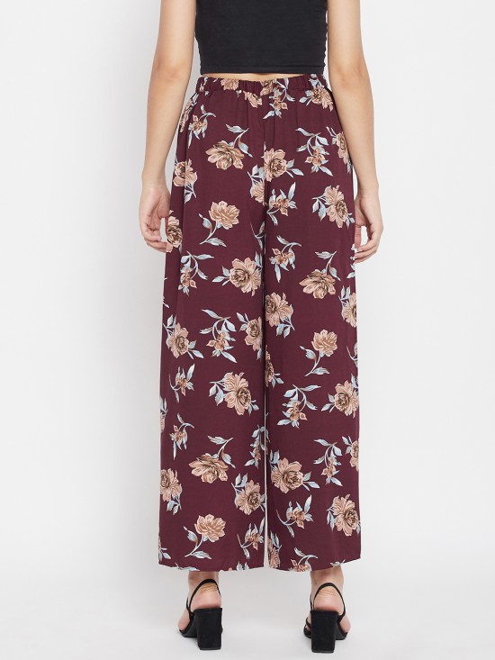 Floral printed slit pants