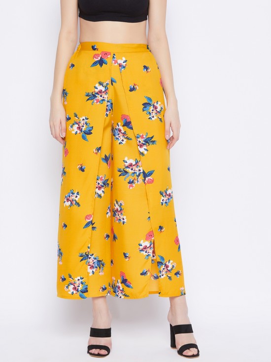 Floral printed slit pants