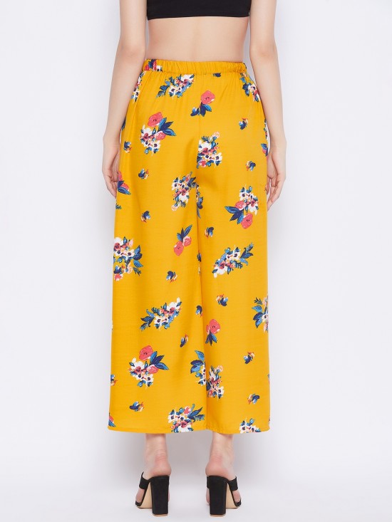 Floral printed slit pants