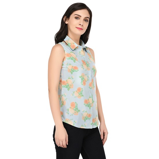 Floral printed sleeveless shirt