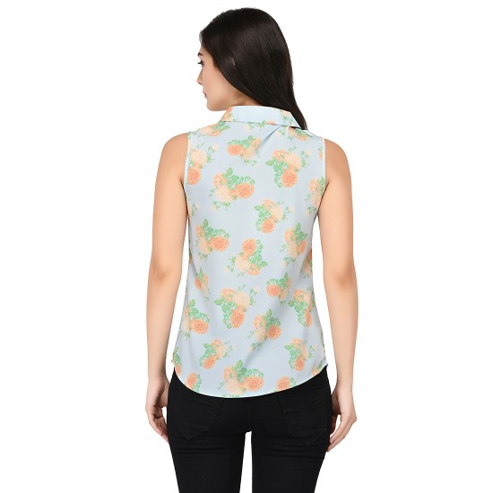 Floral printed sleeveless shirt