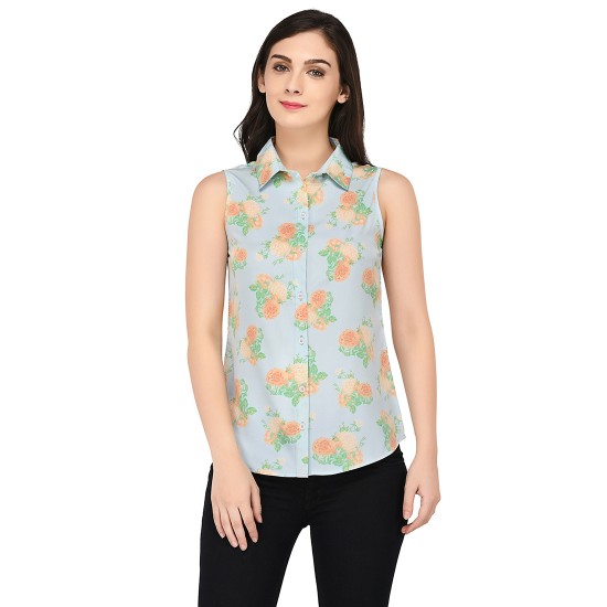 Floral printed sleeveless shirt
