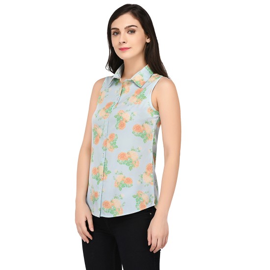 Floral printed sleeveless shirt