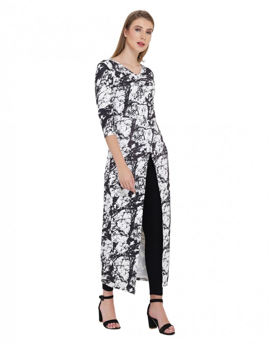 Abstract printed longline top