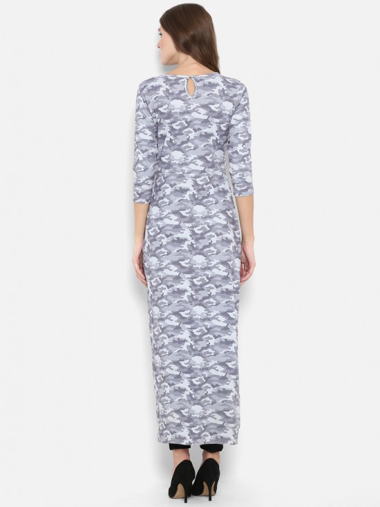Camouflage printed long line top