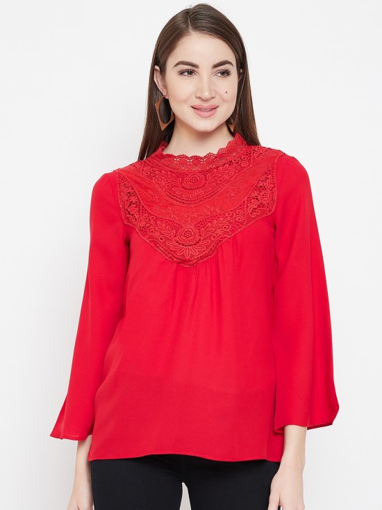 Laced Neck Full Sleeves Top