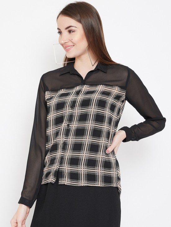 Checks printed yoke style shirt