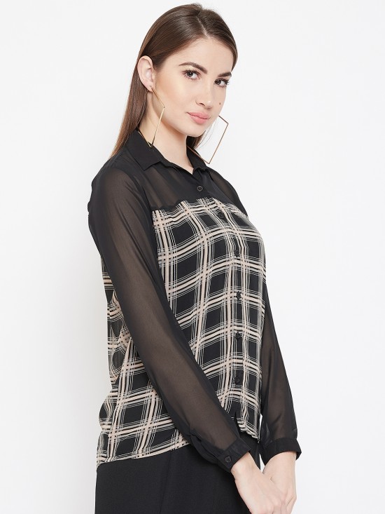 Checks printed yoke style shirt