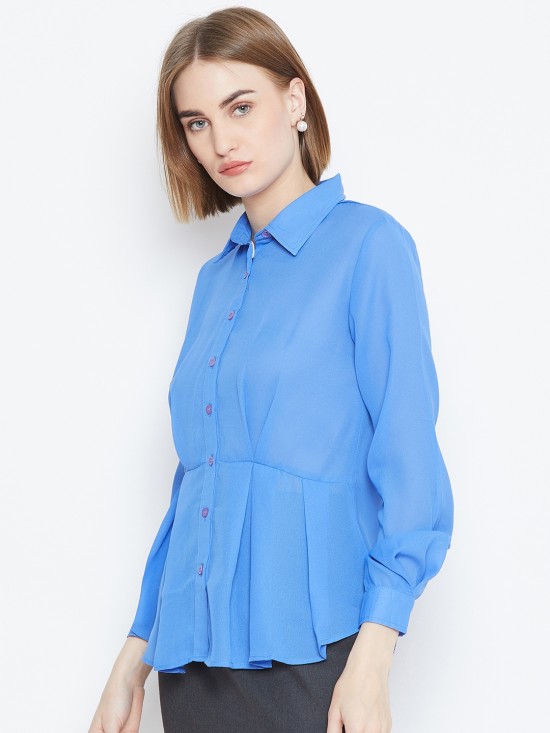 Peplum style solid shirt