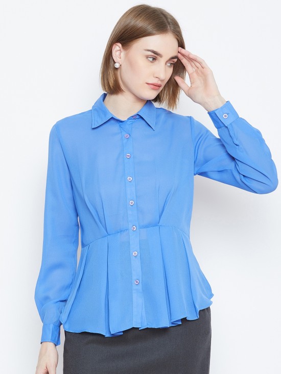 Peplum style solid shirt