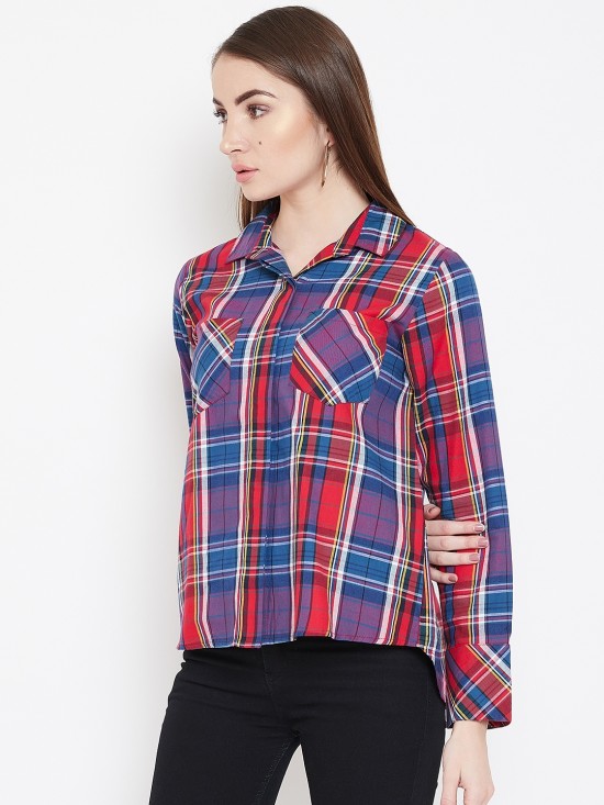 Plaid checks shirt with stylized back