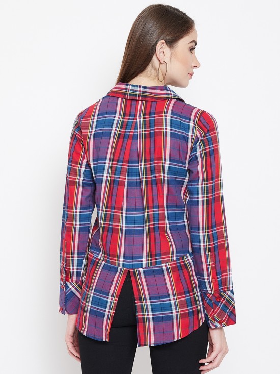 Plaid checks shirt with stylized back