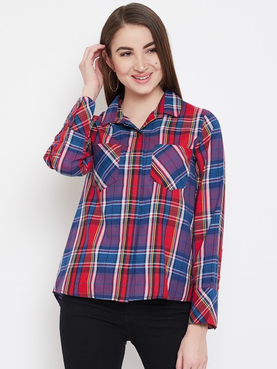 Plaid checks shirt with stylized back