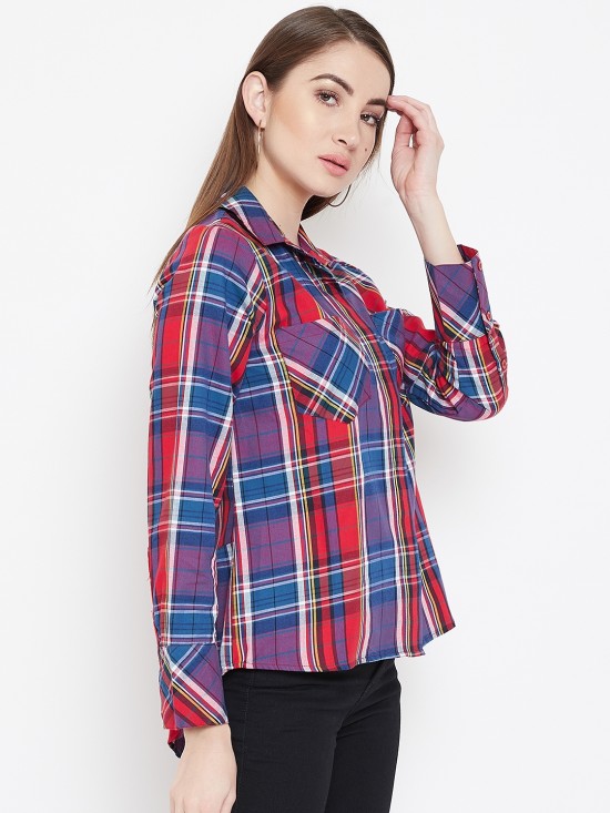 Plaid checks shirt with stylized back