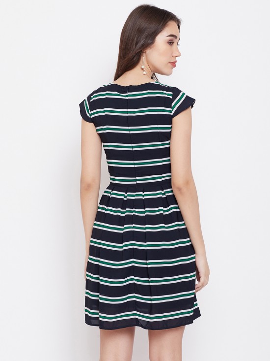 Stripes printed mini dress