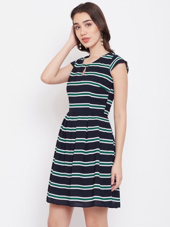 Stripes printed mini dress