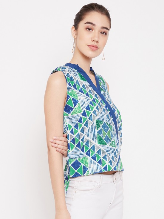 Printed High Low Hem Style Top