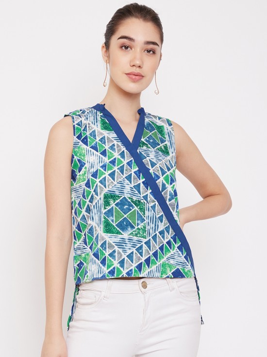 Printed High Low Hem Style Top