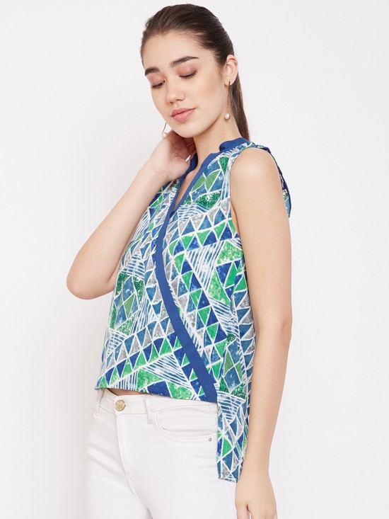 Printed High Low Hem Style Top