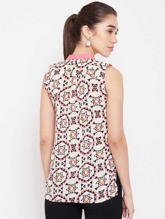 Printed High Low Hem Style Top