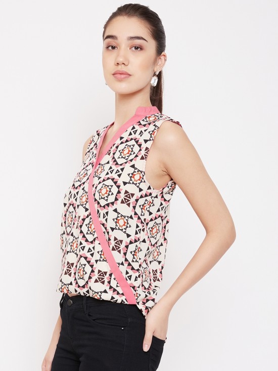 Printed High Low Hem Style Top