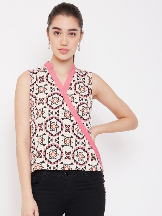 Printed High Low Hem Style Top