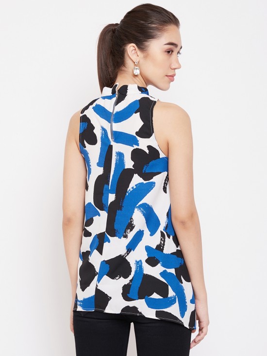 Printed Asymmetric Hem Top