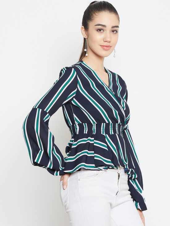 Bouffant Sleeves Peplum Top