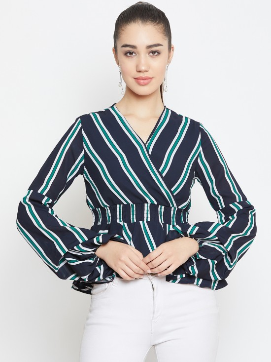 Bouffant Sleeves Peplum Top