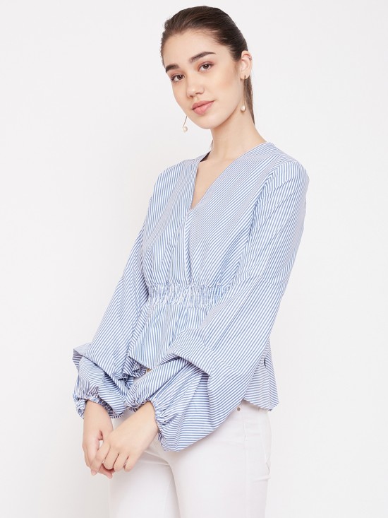 Bouffant Sleeves Peplum Top