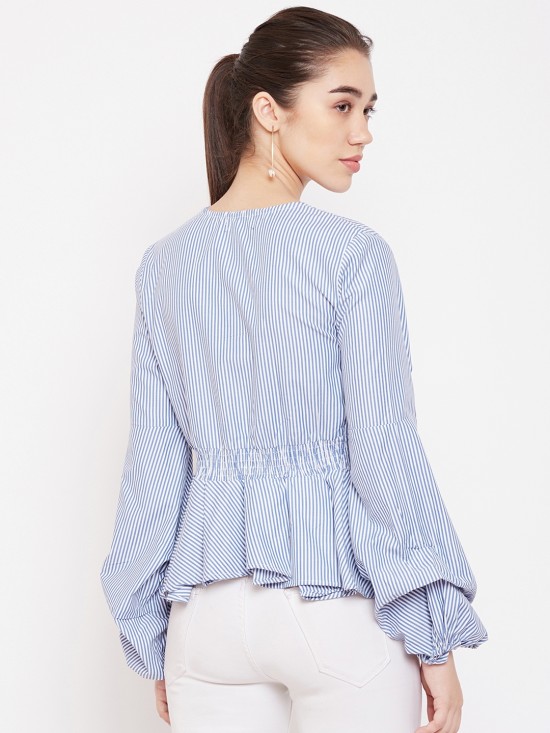 Bouffant Sleeves Peplum Top