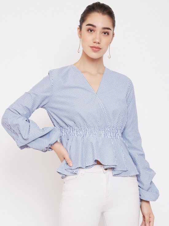 Bouffant Sleeves Peplum Top