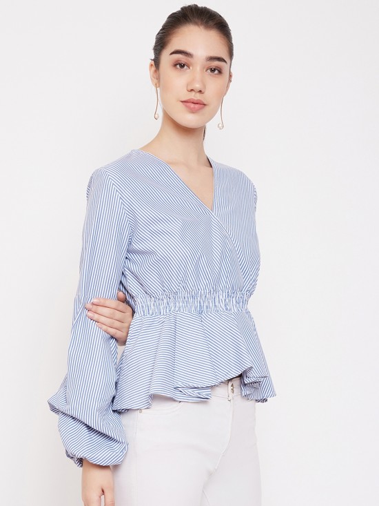 Bouffant Sleeves Peplum Top