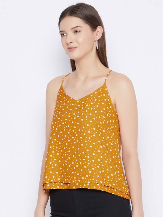 Printed Double Layered Strap Top